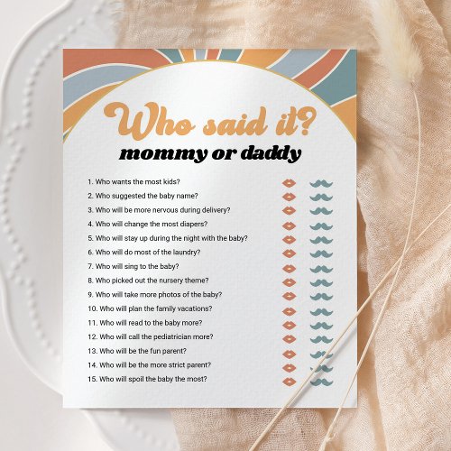 Groovy Guess Who Mommy or Daddy Game