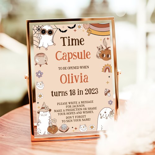 Groovy Halloween Birthday Party  Time Capsule Sign