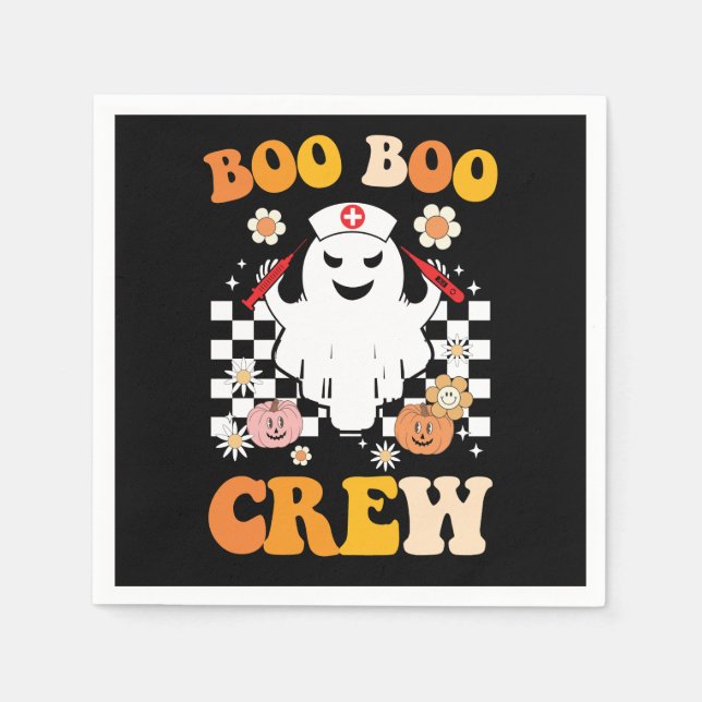 Groovy Halloween Boo Boo Crew Nurse Ghost Napkins (Front)