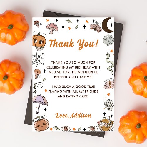 Groovy Halloween Cute Ghost Thank You Card