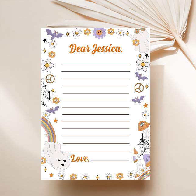 Groovy Halloween Cute Ghost Time Capsule Note Mess Thank You Card (Creator Uploaded)