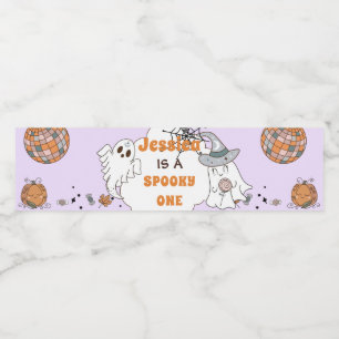 Groovy Halloween Cute Spooky Birthday Party Water Bottle Label