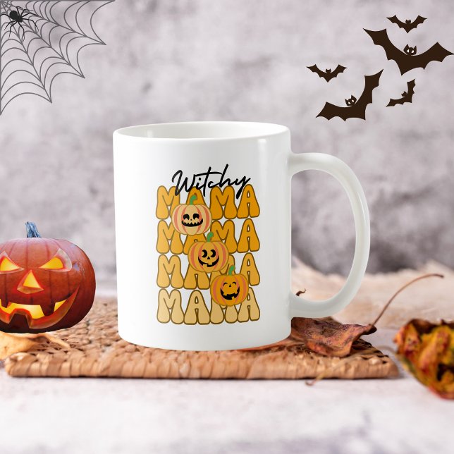 Groovy Halloween Funny Witchy Mama Fall Colors Coffee Mug (Creator Uploaded)