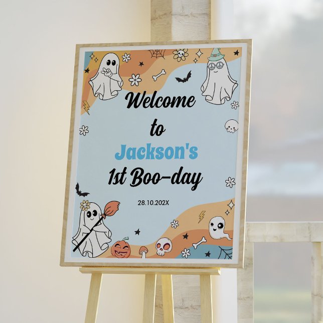 Groovy Halloween Ghost Birthday Welcome Sign (Creator Uploaded)