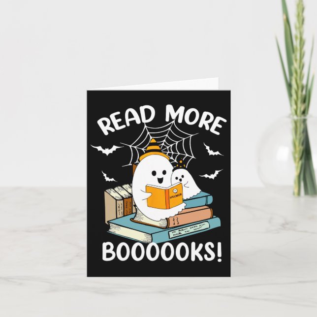 Groovy Halloween Ghost Read More Boooooks Libraria Card (Front)