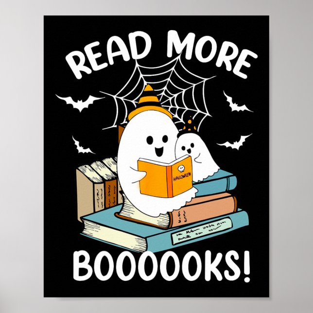 Groovy Halloween Ghost Read More Boooooks Libraria Poster (Front)