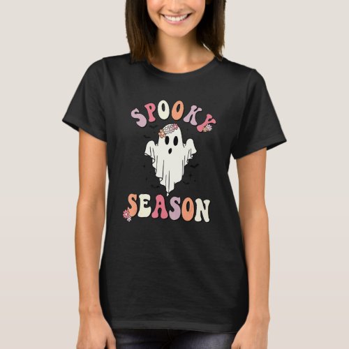 Groovy Halloween Ghost Spooky Season Halloween Sea T_Shirt