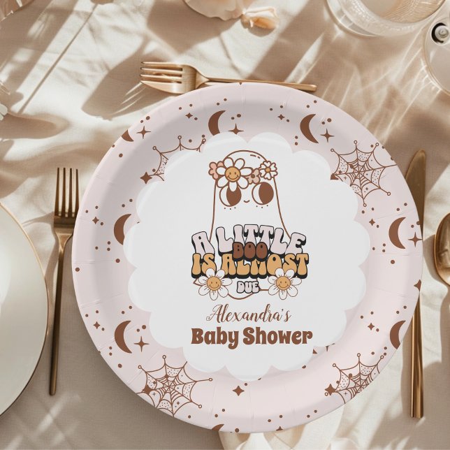 Groovy Halloween Little Boo Baby Shower Paper Plates (Creator Uploaded)