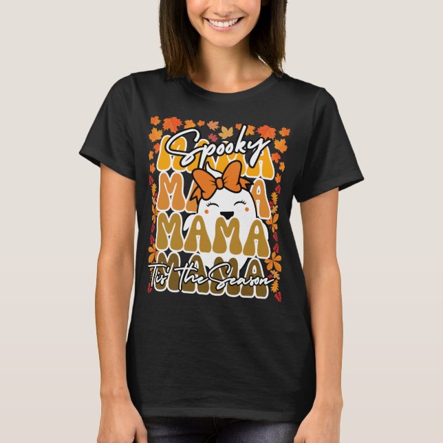 Groovy Halloween Mama Fall Cute Ghost Funny T-Shirt (Front)