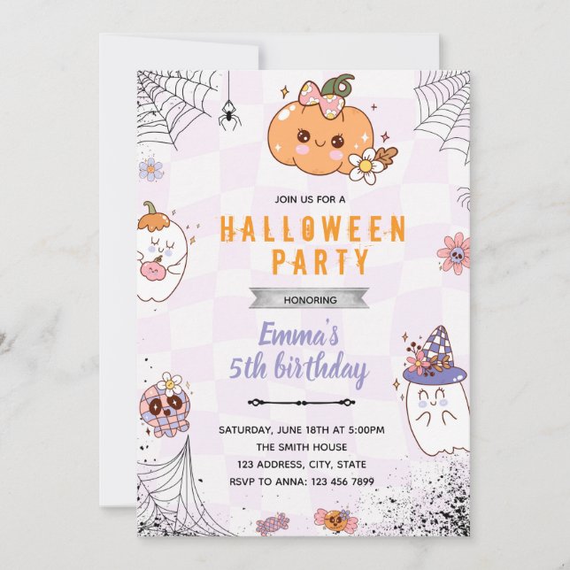Groovy halloween party invitation (Front)