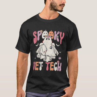 Groovy Halloween Spooky Vet Tech Veterinarian Flor T-Shirt