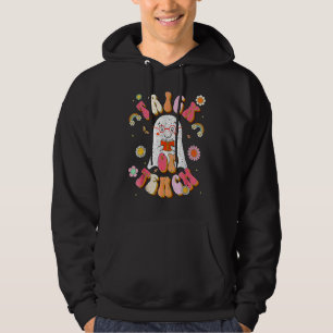 Groovy Halloween Trick or Teach Retro Floral Ghost Hoodie