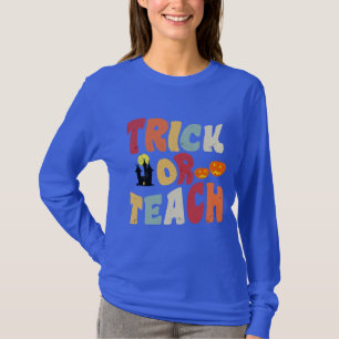 Groovy Halloween Trick or Teach Retro Ghost T-Shirt