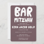 Groovy Handlettering Custom Bar Mitzvah Burgundy  Invitation<br><div class="desc">Perfect card to announce a bar mitzvah! Hand made art for you with handlettering on the front and back side! FULLY CUSTOMIZABLE! Click on “Personalize” above to edit the text. Click "edit using design tool" to adjust the fonts, colors and placements and to delete the back side design if you...</div>