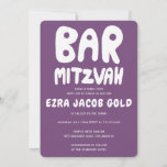 Groovy Handlettering Custom Bar Mitzvah Purple Invitation<br><div class="desc">Perfect card to announce a bar mitzvah! Hand made art for you with handlettering on the front and back side! FULLY CUSTOMIZABLE! Click on “Personalize” above to edit the text. Click "edit using design tool" to adjust the fonts, colors and placements and to delete the back side design if you...</div>