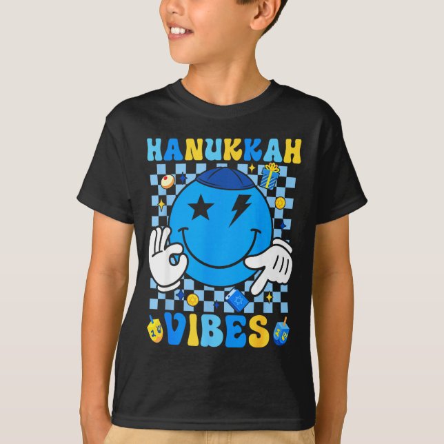 Groovy Hanukkah Vibes Chanukah Pajama Happy Hanukk T-Shirt (Front)