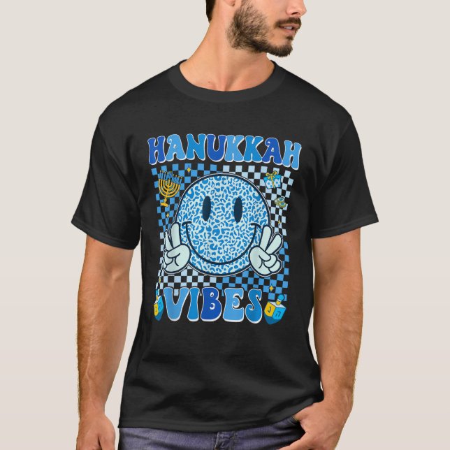 Groovy Hanukkah Vibes Chanukah Pajama Happy Hanukk T-Shirt (Front)