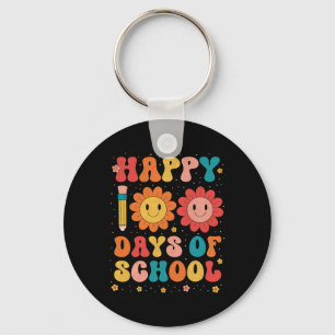 Groovy Happy 100 Days Of School Teacher 100th Day  Keychain