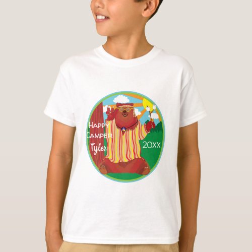 Groovy Happy Camper Bear  T_Shirt