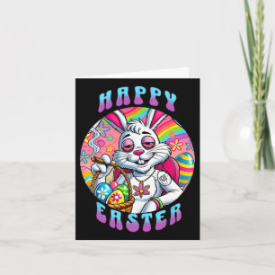 Groovy Happy Easter Bunny Smoking Weed Funny Card