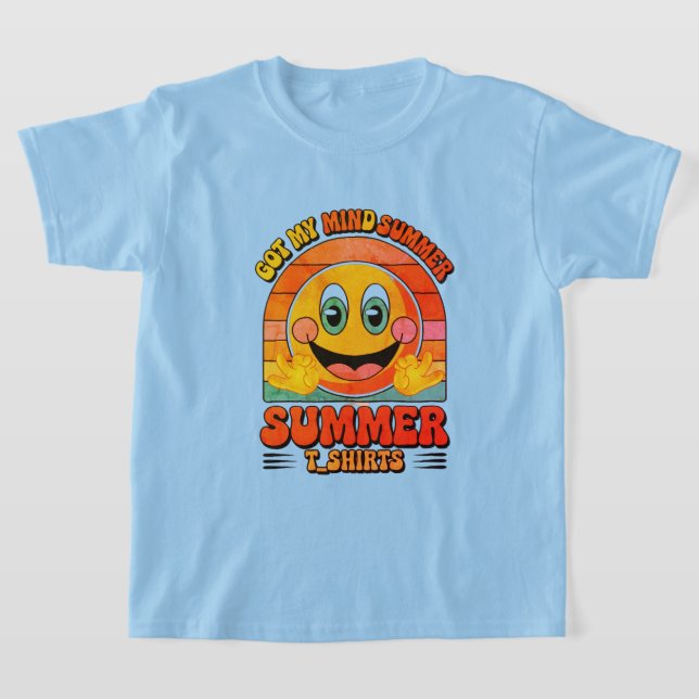 Groovy Happy Face Tee – Summer Vibes & Sunshine St (Laydown)