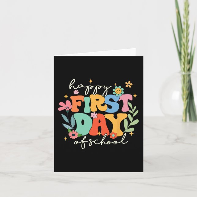 Groovy Happy First Day Of School Back To School Te Card (Front)