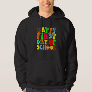 Groovy Happy First Day Of School Back To School Te Hoodie