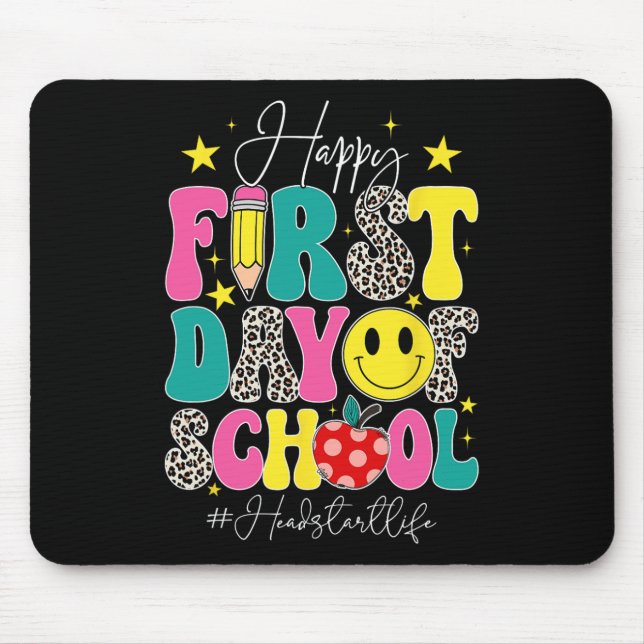 Groovy Happy First Day Of School Headstart Life He Mouse Pad (Front)