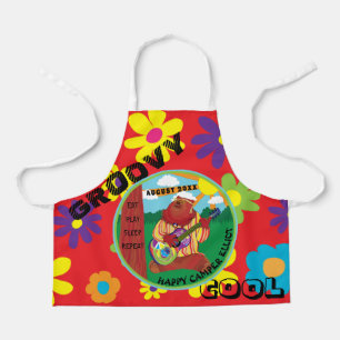 Groovy Happy Guitar Bear All Over Print Apron