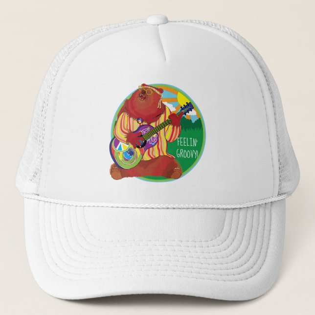 Groovy Happy Guitar Bear  Hat (Front)