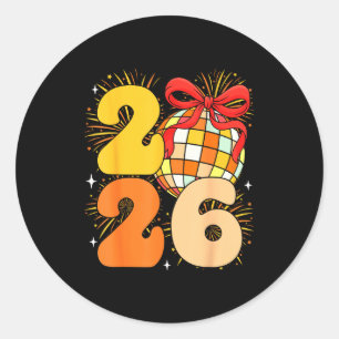 Groovy Happy New Year 2026 New Years Eve Party Men Classic Round Sticker