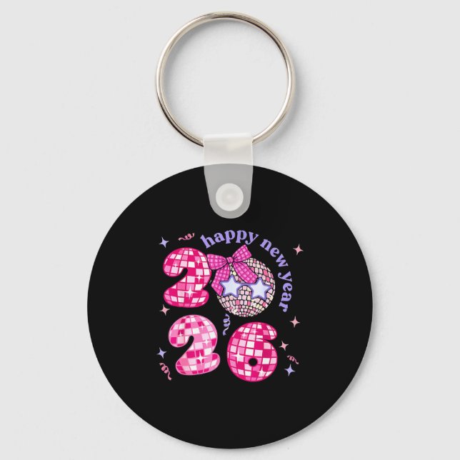 Groovy Happy New Year Party 2026 Girls Kids Toddle Keychain (Front)