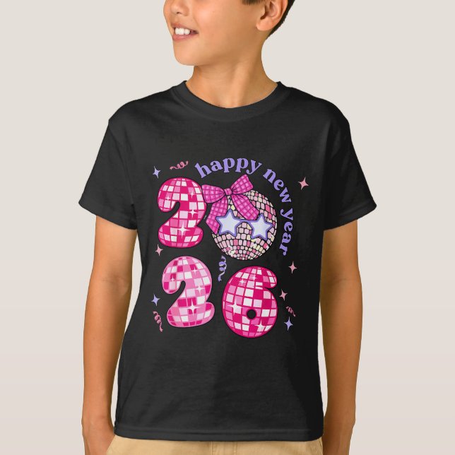 Groovy Happy New Year Party 2026 Girls Kids Toddle T-Shirt (Front)