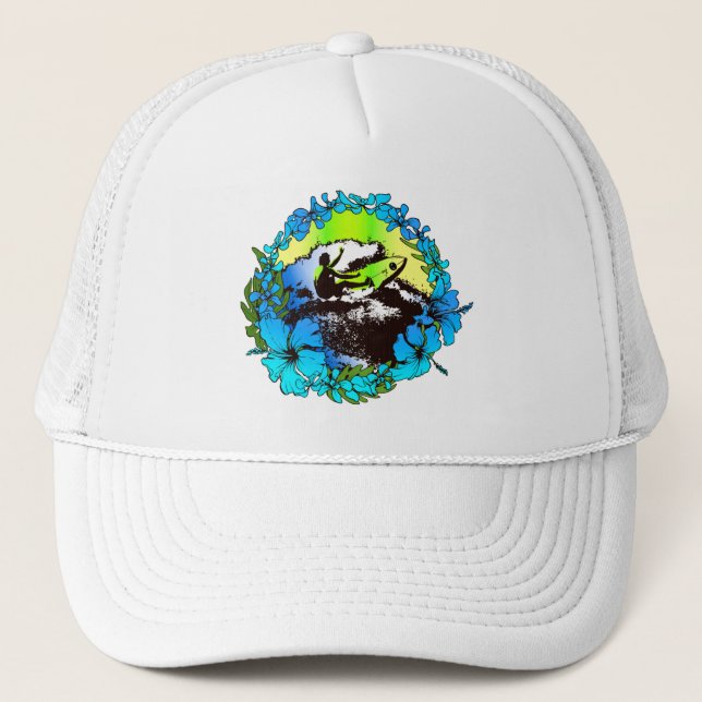 Groovy Hawaiian Surfer 1960's Retro Graphic Hat (Front)