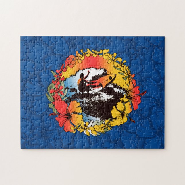 Groovy Hawaiian Surfer 1960s Retro Graphic Jigsaw Puzzle (Horizontal)