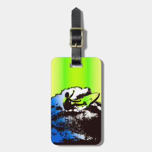 Groovy Hawaiian Surfer 1960's Retro Graphic Luggage Tag