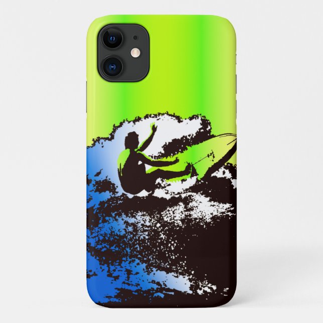 Groovy Hawaiian Surfer 1960's Retro - Lime Case-Mate iPhone Case (Back)