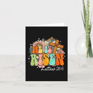 Groovy He Is Risen Cross Jesus Religious Easter Ch Card