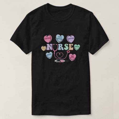 Groovy Heart Candy Nurse Valentines Day Women T_Shirt