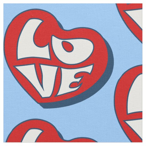 groovy heart love valentine 1960s  fabric