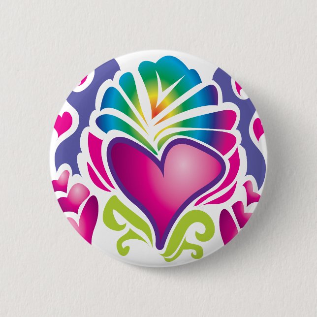 groovy heart wave button (Front)
