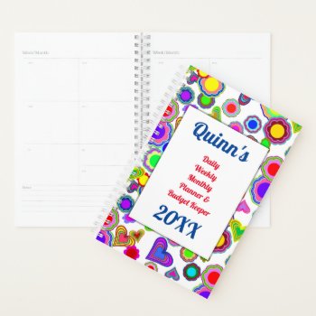 Groovy Hearts And Flowers Planner by gravityx9 at Zazzle
