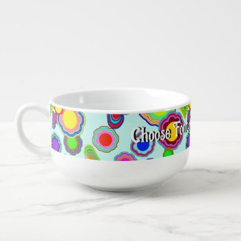 Groovy Hearts Flowers Soup Mug by gravityx9 at Zazzle