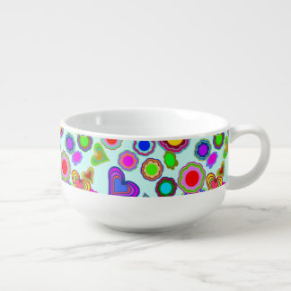 Groovy Hearts Flowers Soup Mug