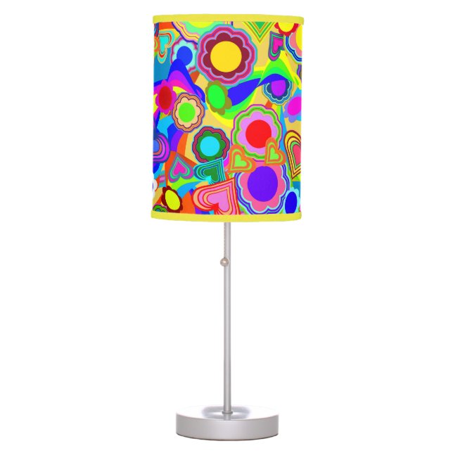Groovy Hearts Flowers Table Lamp (Front)