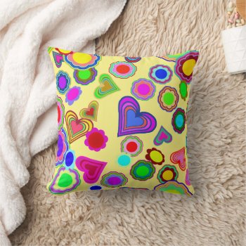Groovy Hearts Flowers Throw Pillow by gravityx9 at Zazzle