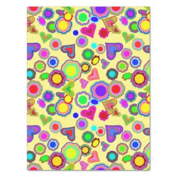 Groovy Hearts Flowers Tissue Paper by gravityx9 at Zazzle