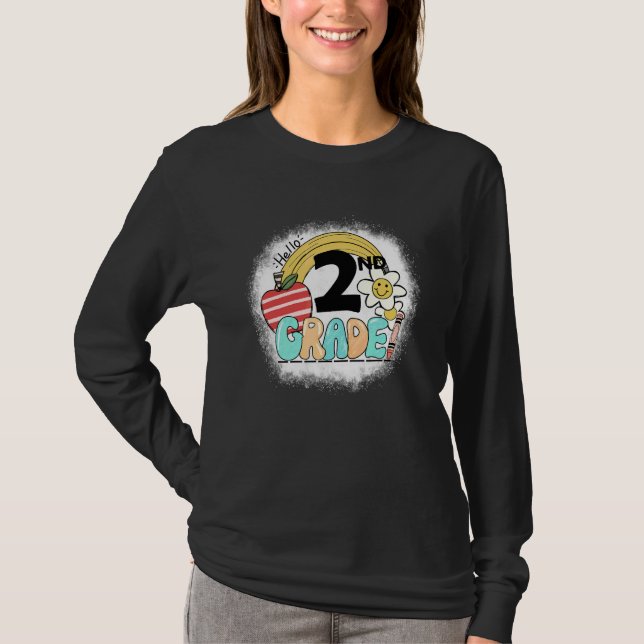 Groovy Hello 2nd Second Grade Teacher Student Back T-Shirt (Front)