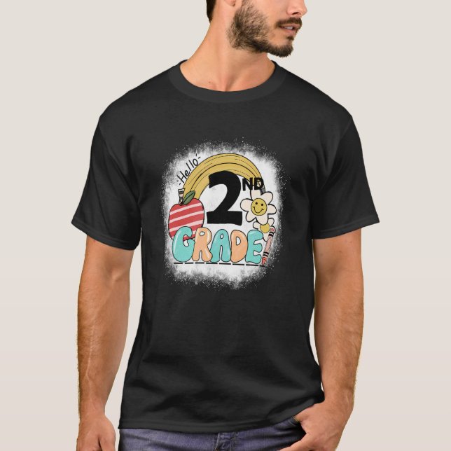 Groovy Hello 2nd Second Grade Teacher Student Back T-Shirt (Front)