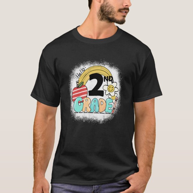 Groovy Hello 2nd Second Grade Teacher Student Back T-Shirt (Front)